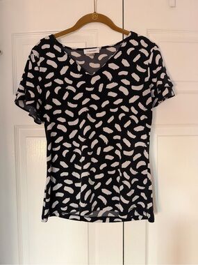 Calvin Klein Black Top with White Brushstroke Print